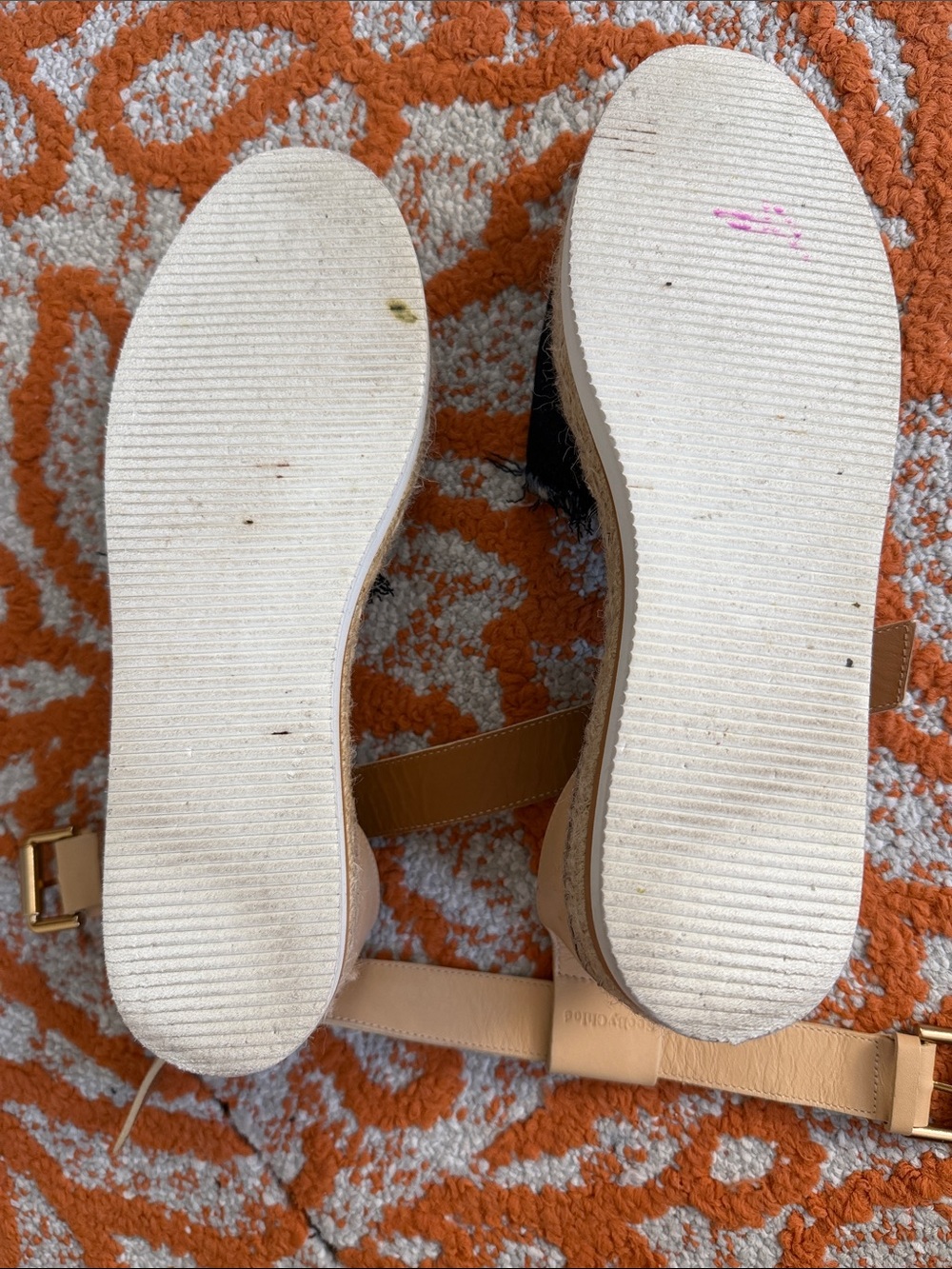 See By Chloe Navy Denim and Tan Espadrille Ankle-Strap Flats - Picture 11 of 11
